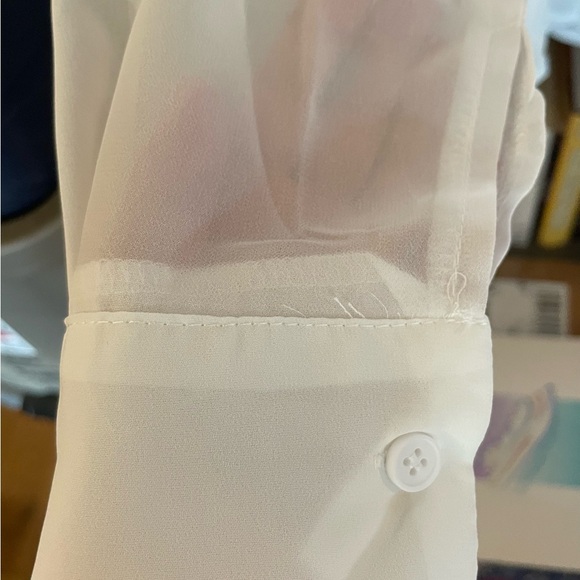 NEW! Sheer white button down shirt - Picture 5 of 6